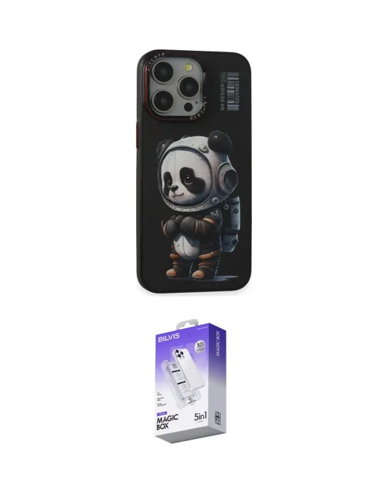ieg™ iPhone 13 Pro Max Kılıf Siluet Modern Özel Seri - Siyah Bilvis 5in1 3D Magic Cam Ekran Koruyucu