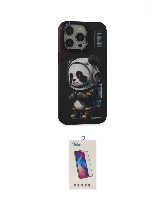 ieg™ iPhone 13 Pro Max Kılıf Siluet Modern Özel Seri - Siyah Joko 5D Cam