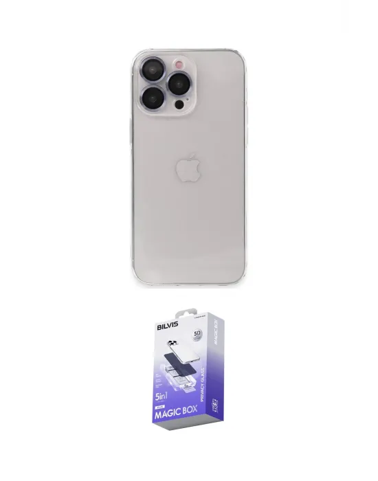 ieg™ iPhone 13 Pro Max Kılıf Ufuk Minimal Özel Seri - Siyah Bilvis 5in1 5D Magic Hayalet Cam Ekran Koruyucu