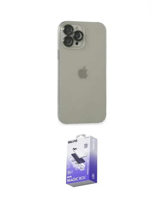 ieg™ iPhone 13 Pro Max Kılıf Ufuk Minimal Özel Seri - Siyah Bilvis 5in1 5D Magic Hayalet Cam Ekran Koruyucu