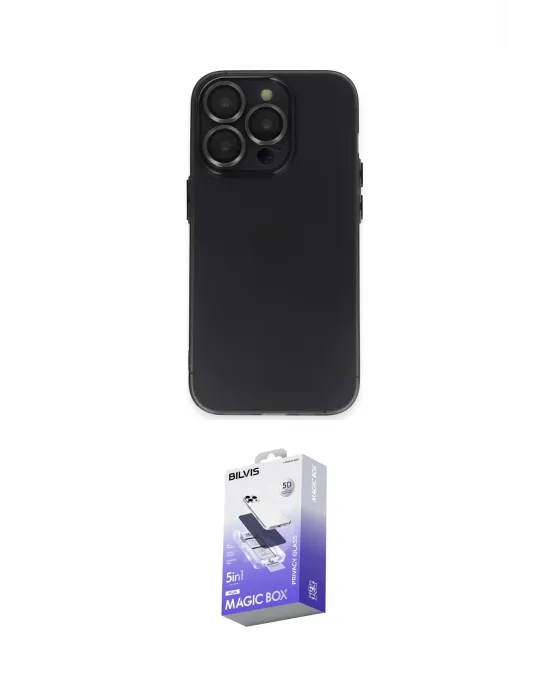 ieg™ iPhone 13 Pro Max Kılıf Ufuk Minimal Özel Seri - Siyah Bilvis 5in1 5D Magic Hayalet Cam Ekran Koruyucu