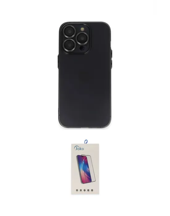 ieg™ iPhone 13 Pro Max Kılıf Ufuk Minimal Özel Seri - Siyah Joko 5D Cam