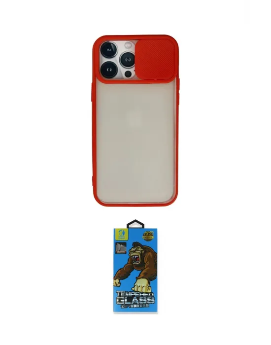 ieg™ iPhone 13 Pro Max Kılıf Vadi Çizgi - Siyah 18D Cam Ekran Koruyucu