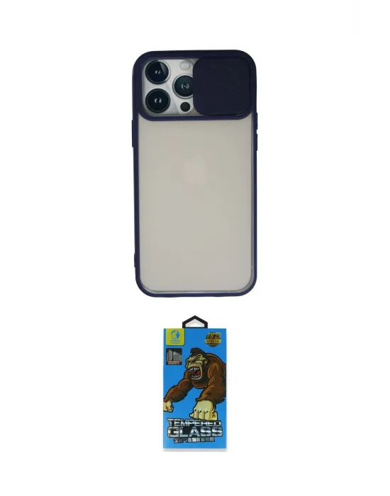 ieg™ iPhone 13 Pro Max Kılıf Vadi Çizgi - Siyah 18D Cam Ekran Koruyucu