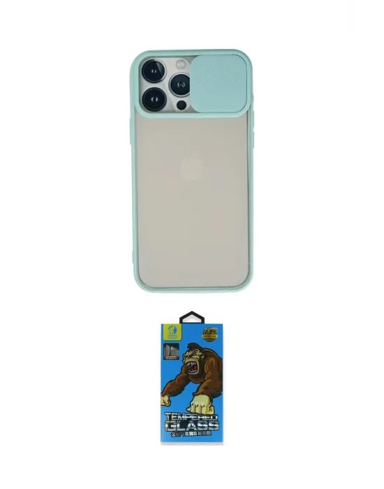 ieg™ iPhone 13 Pro Max Kılıf Vadi Çizgi - Siyah 18D Cam Ekran Koruyucu