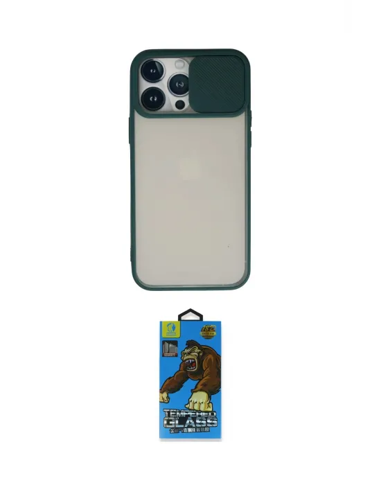 ieg™ iPhone 13 Pro Max Kılıf Vadi Çizgi - Siyah 18D Cam Ekran Koruyucu