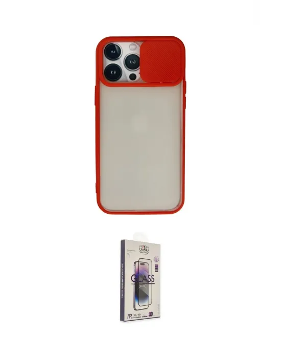 ieg™ iPhone 13 Pro Max Kılıf Vadi Çizgi - Siyah Bilvis 3D Cam Ekran Koruyucu