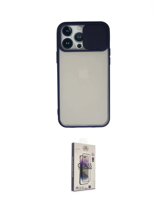 ieg™ iPhone 13 Pro Max Kılıf Vadi Çizgi - Siyah Bilvis 3D Cam Ekran Koruyucu
