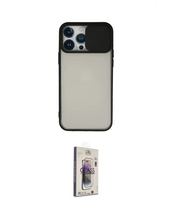 ieg™ iPhone 13 Pro Max Kılıf Vadi Çizgi - Siyah Bilvis 3D Cam Ekran Koruyucu
