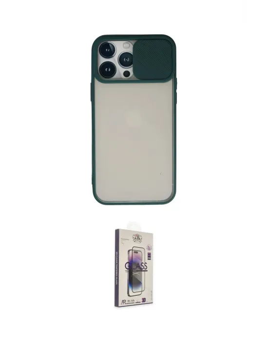 ieg™ iPhone 13 Pro Max Kılıf Vadi Çizgi - Siyah Bilvis 3D Cam Ekran Koruyucu