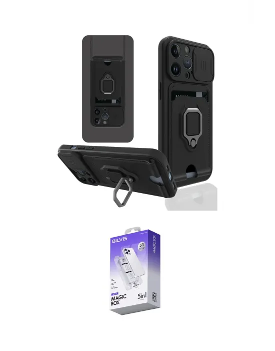 ieg™ iPhone 13 Pro Max Kılıf Vadi Form Prime - Siyah Bilvis 5in1 3D Magic Cam Ekran Koruyucu