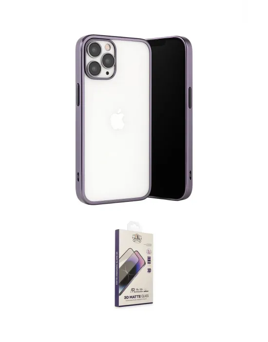 ieg™ iPhone 13 Pro Max Kılıf Vadi Minimal - Siyah Bilvis 3D Mat Cam Ekran Koruyucu