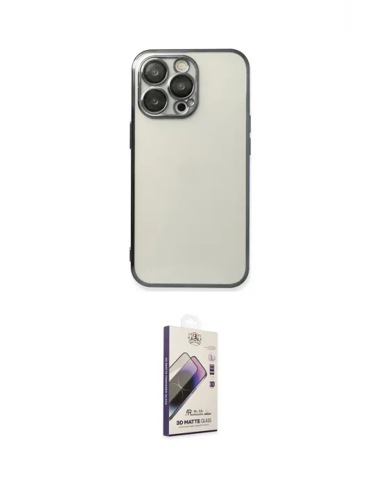 ieg™ iPhone 13 Pro Max Kılıf Vadi Minimal - Siyah Bilvis 3D Mat Cam Ekran Koruyucu