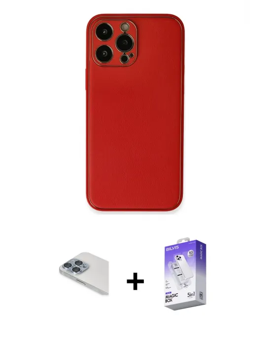 ieg™ iPhone 13 Pro Max Kılıf Yadigar Klasik - Siyah Bilvis 5in1 3D Magic Cam Ekran Koruyucu + Pers Alüminyum Kamera Lens - SABE