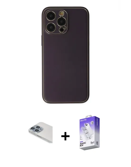 ieg™ iPhone 13 Pro Max Kılıf Yadigar Klasik - Siyah Bilvis 5in1 3D Magic Cam Ekran Koruyucu + Pers Alüminyum Kamera Lens - SABE