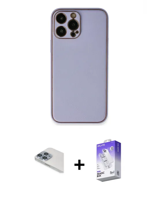 ieg™ iPhone 13 Pro Max Kılıf Yadigar Klasik - Siyah Bilvis 5in1 3D Magic Cam Ekran Koruyucu + Pers Alüminyum Kamera Lens - SABE