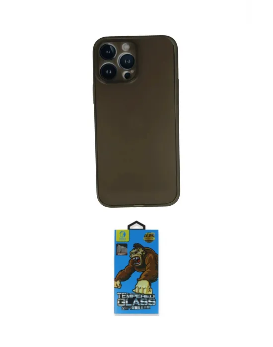 ieg™ iPhone 13 Pro Max Kılıf Yadigar Yansıma Serisi - Siyah 18D Cam Ekran Koruyucu
