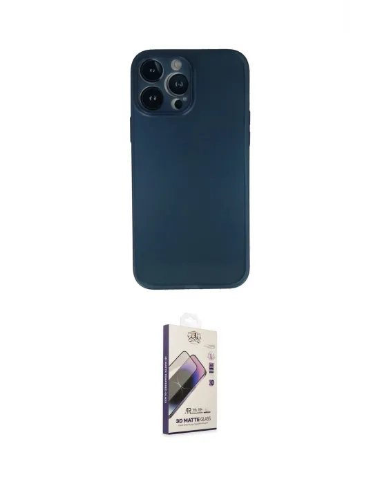 ieg™ iPhone 13 Pro Max Kılıf Yadigar Yansıma Serisi - Siyah Bilvis 3D Mat Cam Ekran Koruyucu