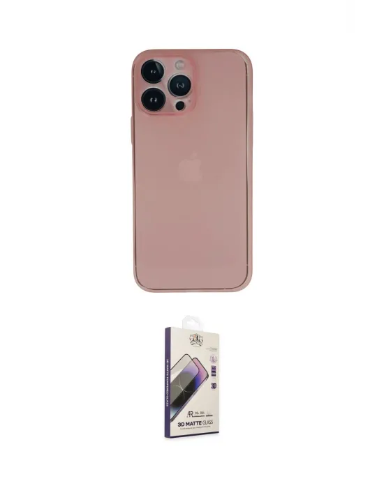 ieg™ iPhone 13 Pro Max Kılıf Yadigar Yansıma Serisi - Siyah Bilvis 3D Mat Cam Ekran Koruyucu