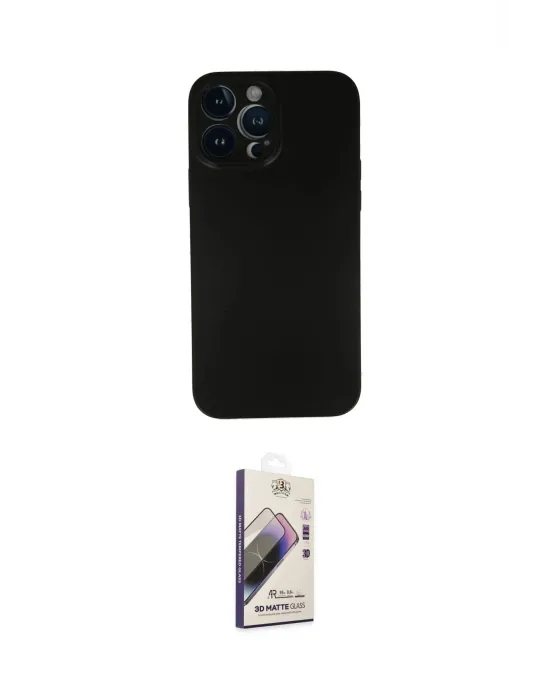 ieg™ iPhone 13 Pro Max Kılıf Yadigar Yansıma Serisi - Siyah Bilvis 3D Mat Cam Ekran Koruyucu