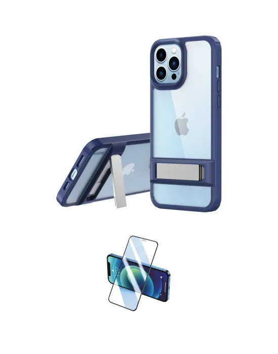 ieg™ iPhone 13 Pro Max Kılıf Yadigar Yansıma - Siyah 3D Antistatik Cam Ekran Koruyucu