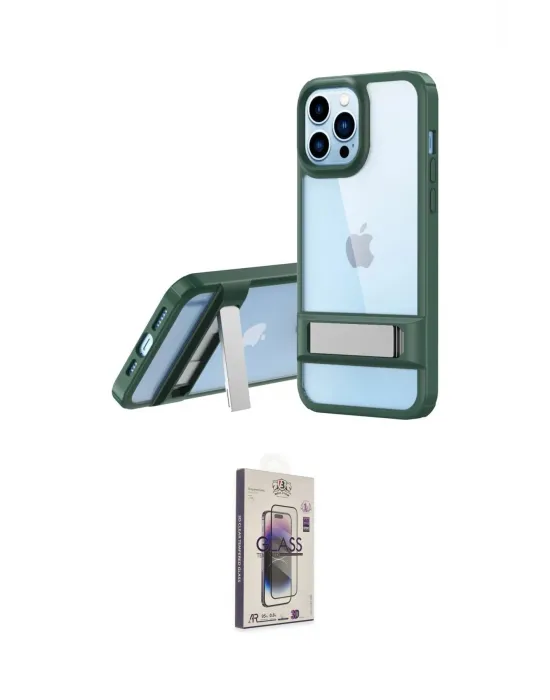 ieg™ iPhone 13 Pro Max Kılıf Yadigar Yansıma - Siyah Bilvis 3D Cam Ekran Koruyucu