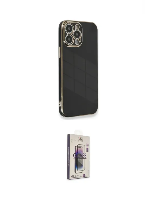 ieg™ iPhone 13 Pro Max Kılıf Yankı Serisi - Siyah Bilvis 3D Cam Ekran Koruyucu