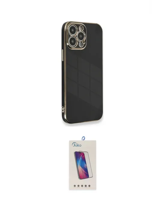 ieg™ iPhone 13 Pro Max Kılıf Yankı Serisi - Siyah Joko 5D Cam