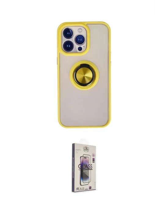 ieg™ iPhone 13 Pro Max Kılıf Yörünge Çizgi - Siyah Bilvis 3D Cam Ekran Koruyucu