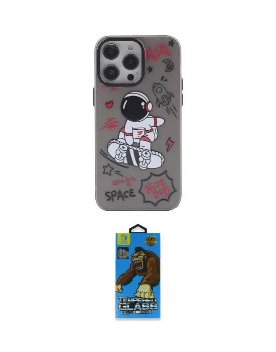 ieg™ iPhone 13 Pro Max Kılıf Zirve Form Özel Seri - Siyah 18D Cam Ekran Koruyucu