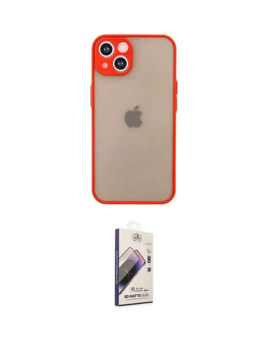 ieg™ iPhone 14 Kılıf Ahenk Çizgi Serisi - Siyah Bilvis 3D Mat Cam Ekran Koruyucu