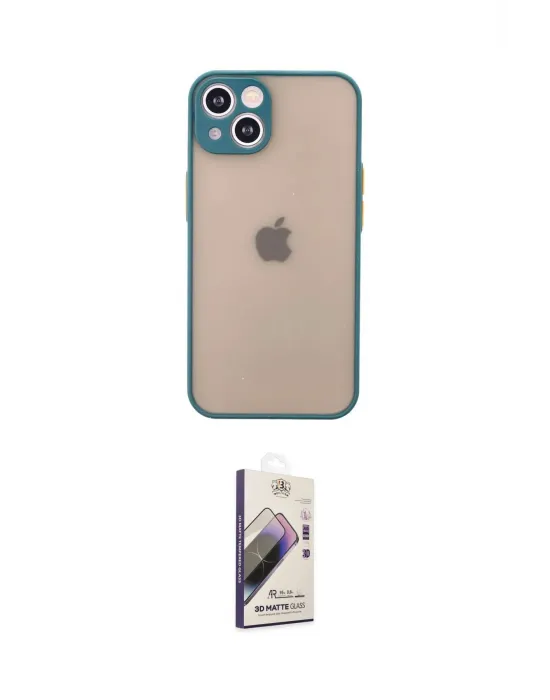 ieg™ iPhone 14 Kılıf Ahenk Çizgi Serisi - Siyah Bilvis 3D Mat Cam Ekran Koruyucu