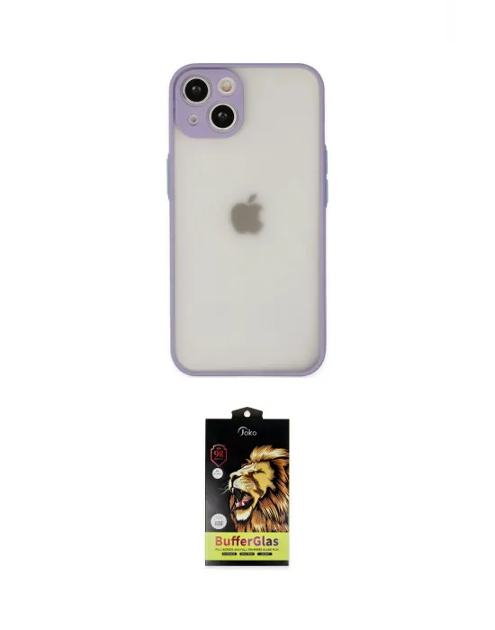 ieg™ iPhone 14 Kılıf Ahenk Çizgi Serisi - Siyah Buffer Cam Ekran Koruyucu