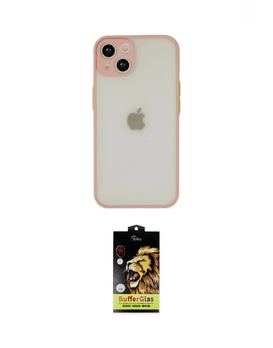 ieg™ iPhone 14 Kılıf Ahenk Çizgi Serisi - Siyah Buffer Cam Ekran Koruyucu