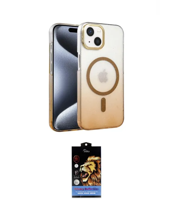 ieg™ iPhone 14 Kılıf Ahenk Doku Özel Seri - Siyah Buffer Hayalet Cam Ekran Koruyucu