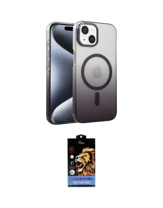 ieg™ iPhone 14 Kılıf Ahenk Doku Özel Seri - Siyah Buffer Hayalet Cam Ekran Koruyucu