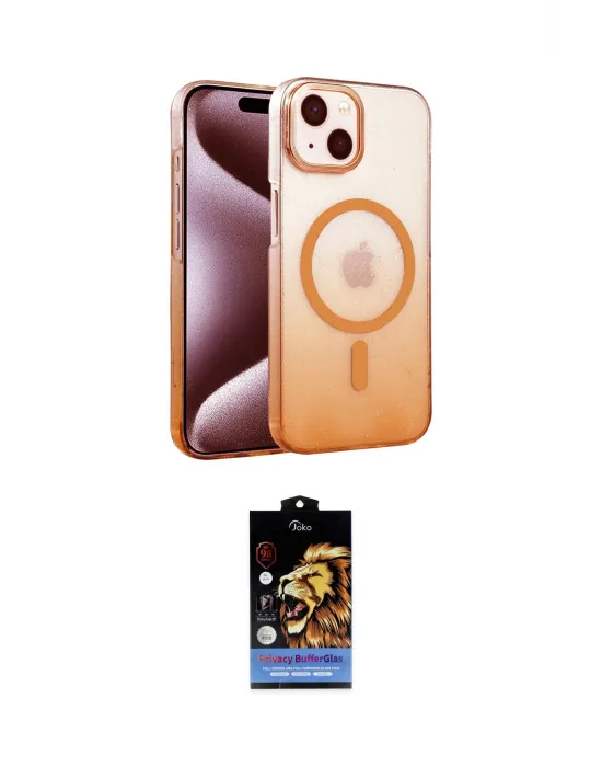 ieg™ iPhone 14 Kılıf Ahenk Doku Özel Seri - Siyah Buffer Hayalet Cam Ekran Koruyucu