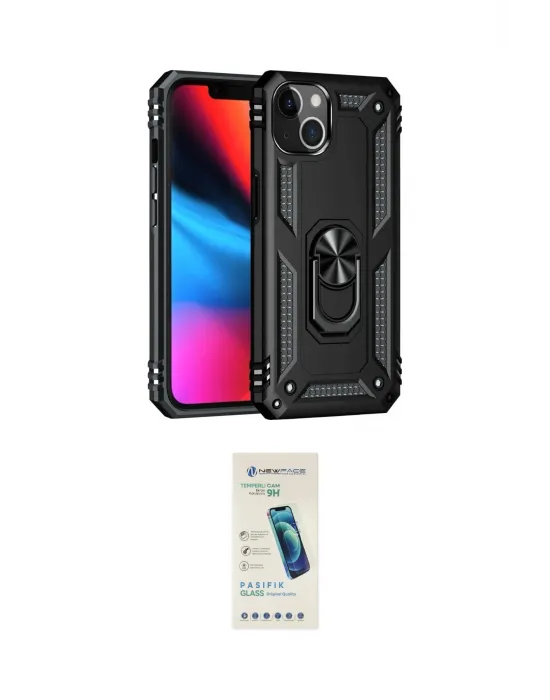 ieg™ iPhone 14 Kılıf Ahenk Klasik Koleksiyonu - Şeffaf Pasifik Cam Ekran Koruyucu