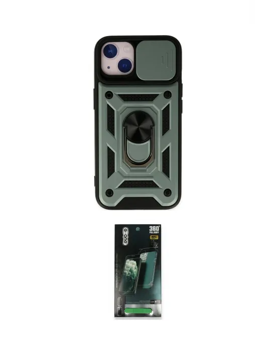 ieg™ iPhone 14 Kılıf Ahenk Klasik - Şeffaf 360 Full Body Arka Koruyucu