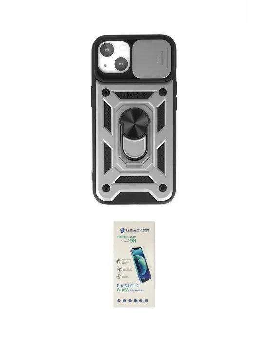 ieg™ iPhone 14 Kılıf Ahenk Klasik - Şeffaf Pasifik Cam Ekran Koruyucu