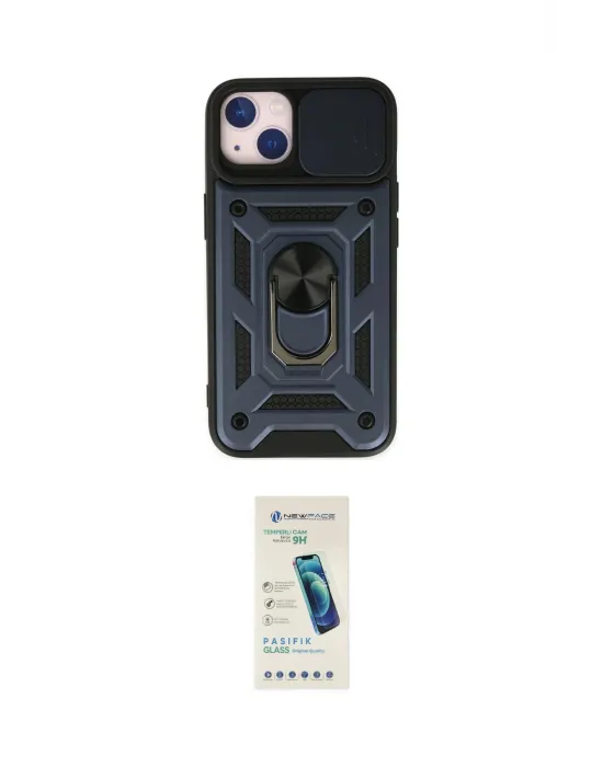 ieg™ iPhone 14 Kılıf Ahenk Klasik - Şeffaf Pasifik Cam Ekran Koruyucu