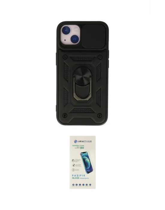ieg™ iPhone 14 Kılıf Ahenk Klasik - Şeffaf Pasifik Cam Ekran Koruyucu