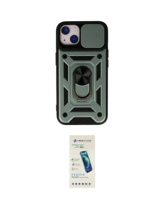 ieg™ iPhone 14 Kılıf Ahenk Klasik - Şeffaf Pasifik Cam Ekran Koruyucu