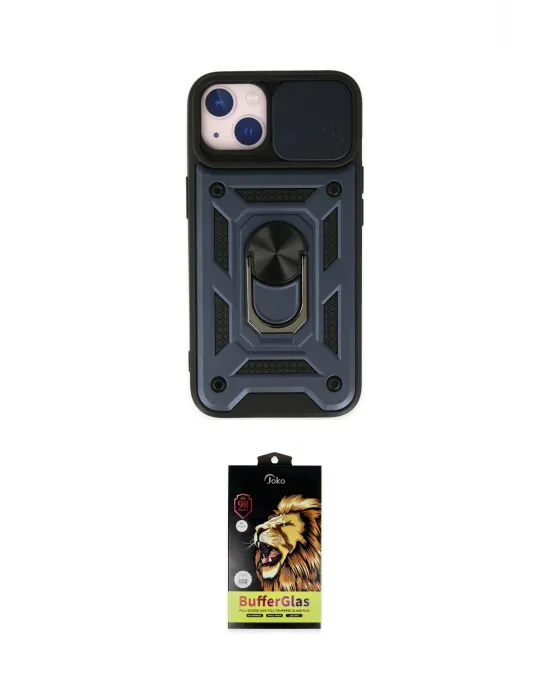 ieg™ iPhone 14 Kılıf Ahenk Klasik - Siyah Buffer Cam Ekran Koruyucu