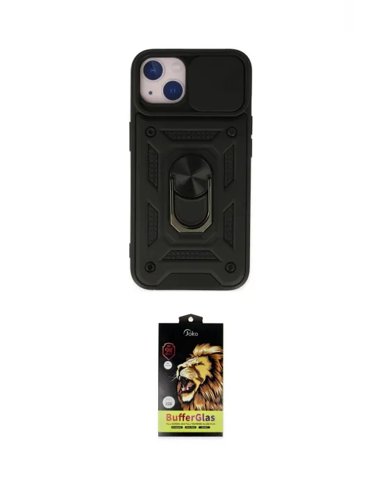 ieg™ iPhone 14 Kılıf Ahenk Klasik - Siyah Buffer Cam Ekran Koruyucu