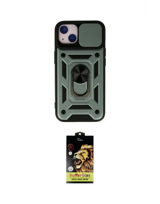 ieg™ iPhone 14 Kılıf Ahenk Klasik - Siyah Buffer Cam Ekran Koruyucu