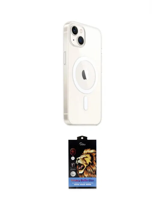 ieg™ iPhone 14 Kılıf Ahenk Yansıma Prime - Siyah Buffer Hayalet Cam Ekran Koruyucu