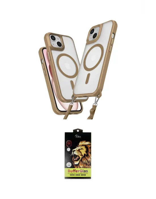 ieg™ iPhone 14 Kılıf Atlas Doku Koleksiyonu - Siyah Buffer Cam Ekran Koruyucu