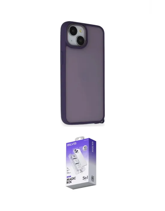 ieg™ iPhone 14 Kılıf Atlas Form - Siyah Bilvis 5in1 3D Magic Cam Ekran Koruyucu