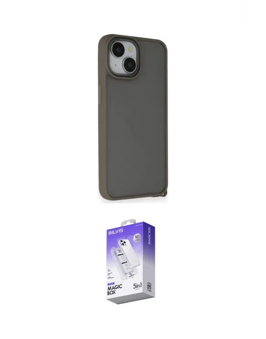 ieg™ iPhone 14 Kılıf Atlas Form - Siyah Bilvis 5in1 3D Magic Cam Ekran Koruyucu